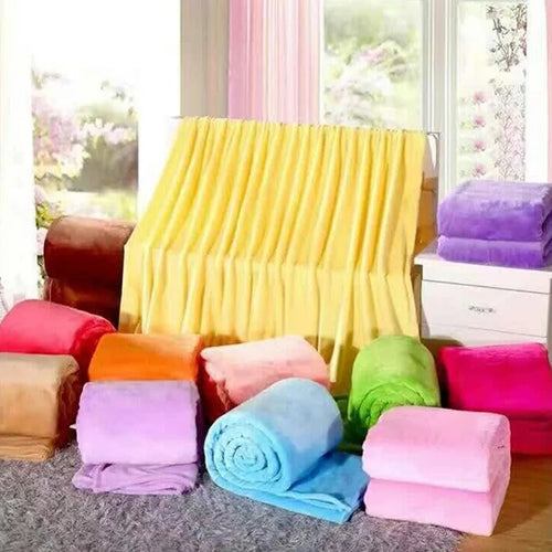 Soft warm coral fleece flannel throw for sofa or bed - vue 3 sur 14