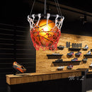 Acrylic pendant light with basketball hoop design