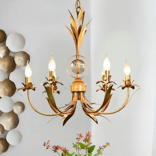 Vintage retro 6-arm iron chandelier for nostalgic lighting - vue 3 sur 7