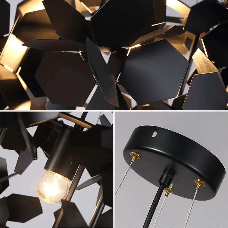 Modern iron pendant light Scandinavian design for elegant interior - vue 4 sur 7