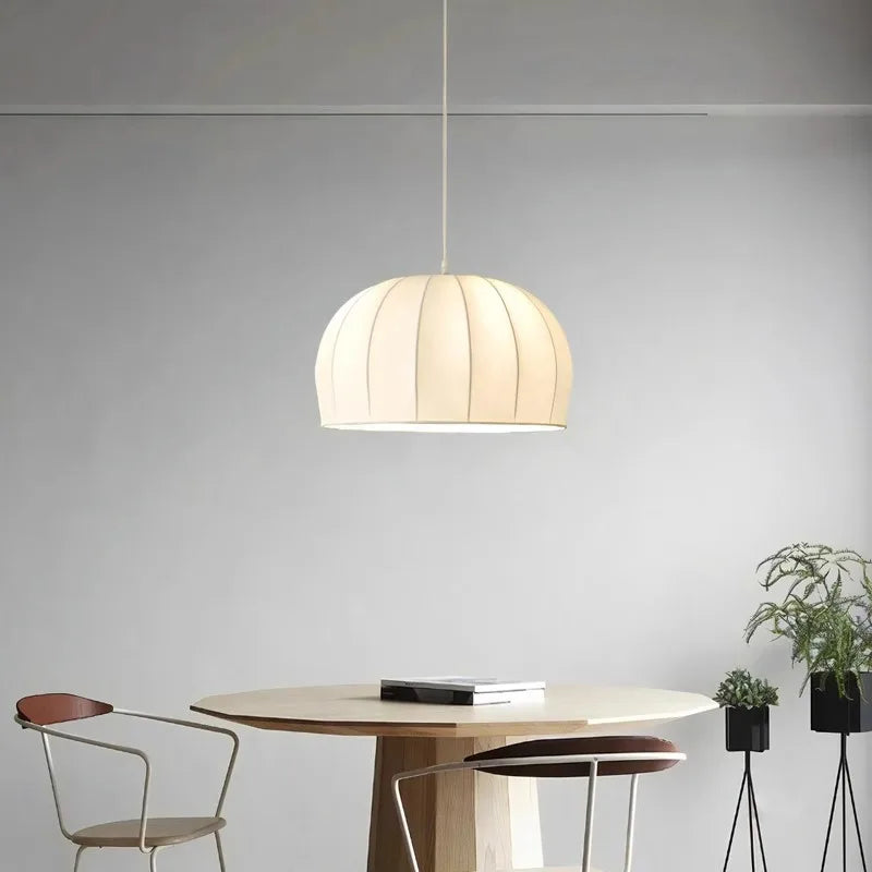 Retro fabric pendant light wabi sabi style for interior decor - vue 3 sur 9
