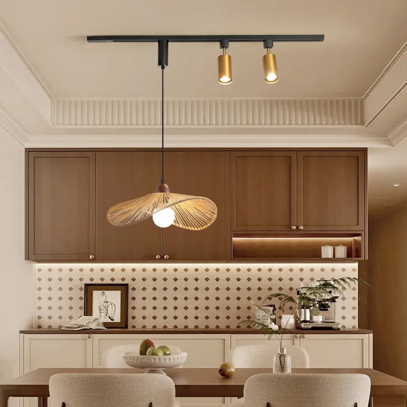 Wabi-sabi retro metal and wood pendant light for shop - vue 4 sur 17