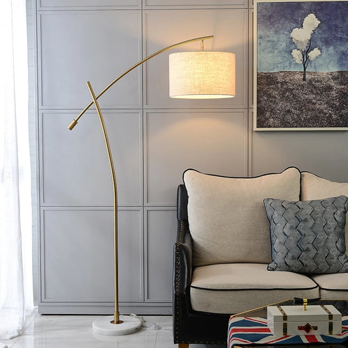 Luxury metal floor lamp with fabric shade - vue 5 sur 9