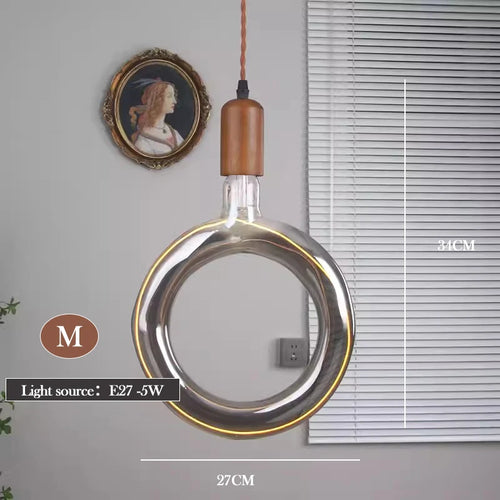 Retro art glass chandelier with solid wood for interior decoration - vue 14 sur 25