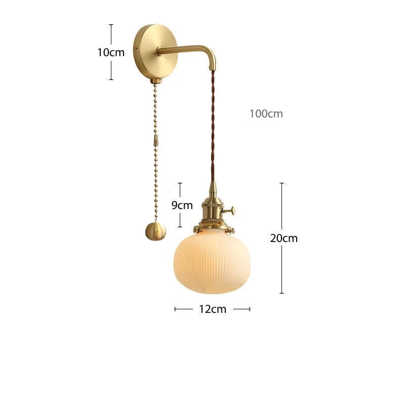 Modern gold ceramic wall light with adjustable cord and LED - vue 15 sur 23