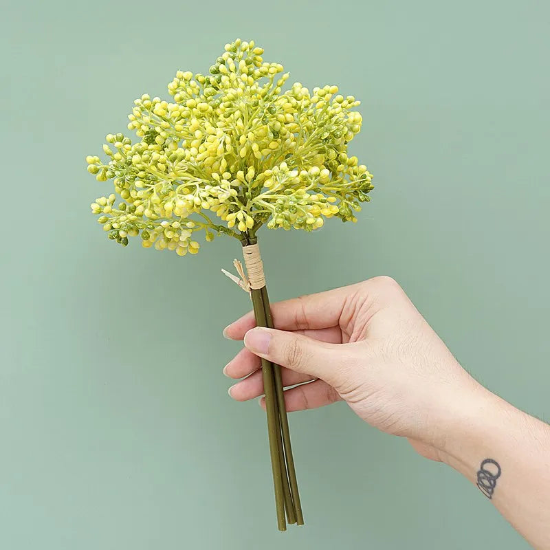 Set of 3 artificial rice bouquets for decoration and floral arrangements