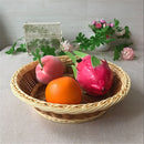 handwoven round rattan fruit basket for food storage