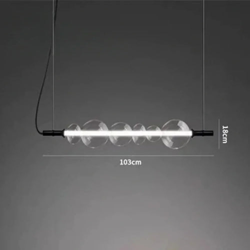 Glass pendant chandelier with LED lights for modern decor - vue 6 sur 9