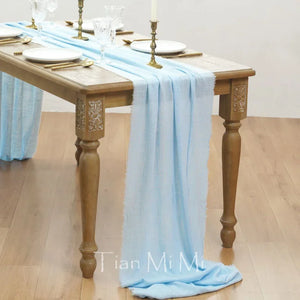 Vintage beige cotton gauze table runner for weddings