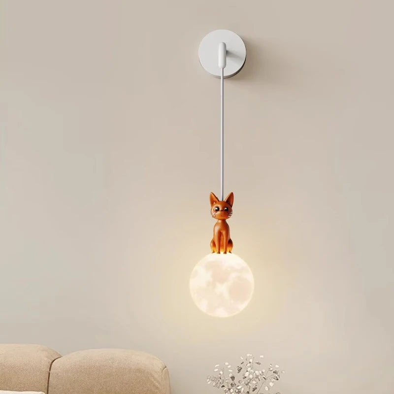 Cute cat LED wall light for children's room warm decor