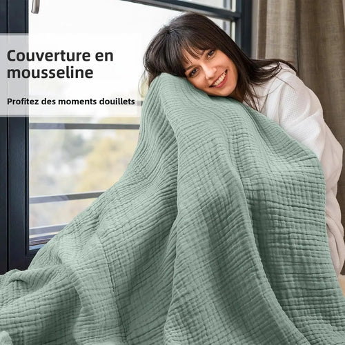 Plaid coton mousseline 6 couches leger style boheme - vue 4 sur 7