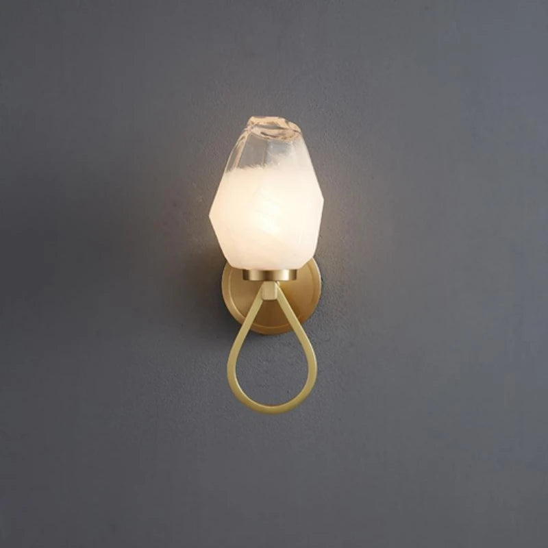 Modern copper wall light with white glass for hallway - vue 3 sur 10