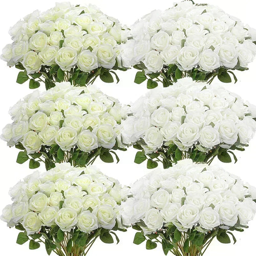 Set of 50 artificial silk roses for decoration and festive events - vue 19 sur 24