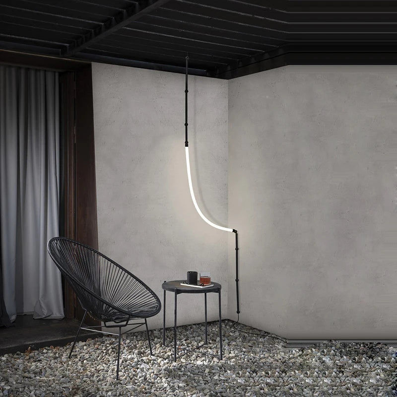 Minimalist stainless steel linear LED chandelier