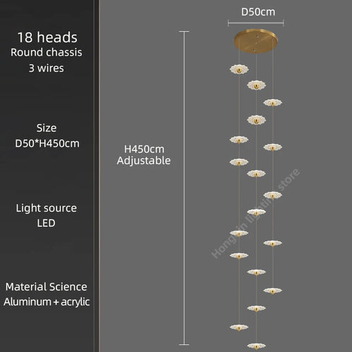 Modern LED chandelier for decorative indoor lighting - vue 10 sur 26