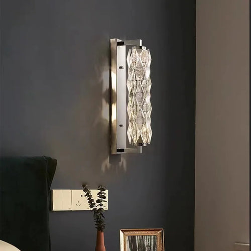 Modern crystal glass LED wall light with 3 dimmable levels - vue 2 sur 8