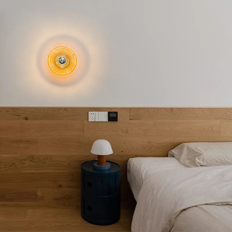 Nordic round glass LED wall light with water ripple effect