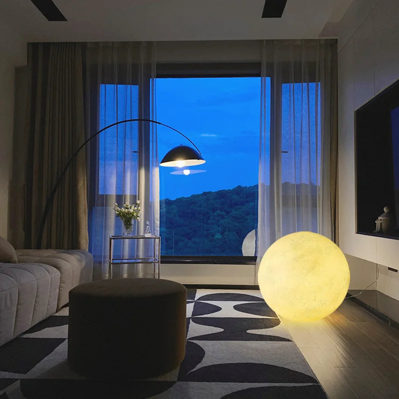 Moon-shaped floor lamp for aesthetic interior decoration - vue 5 sur 10