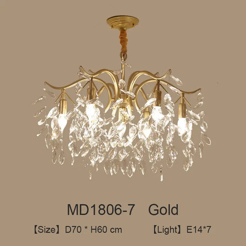 Luxury nordic crystal LED chandelier decoration - vue 9 sur 14