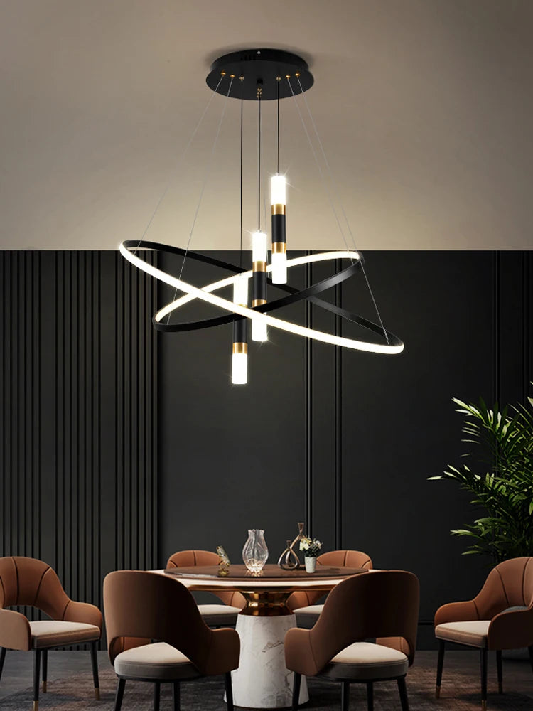 Modern round LED chandeliers for living room, dining room, kitchen island – pendant light fixture, home decor indoor lighting