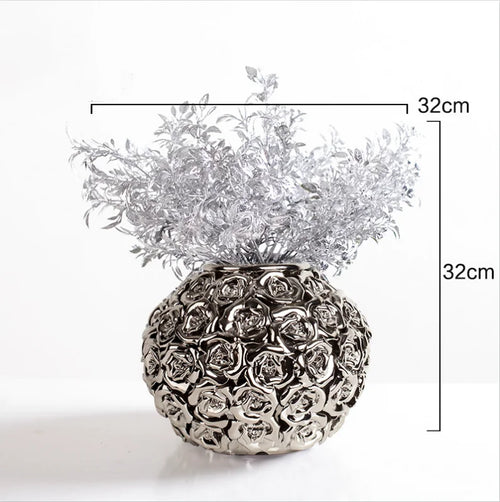 gold relief ceramic vase for roses and modern decoration