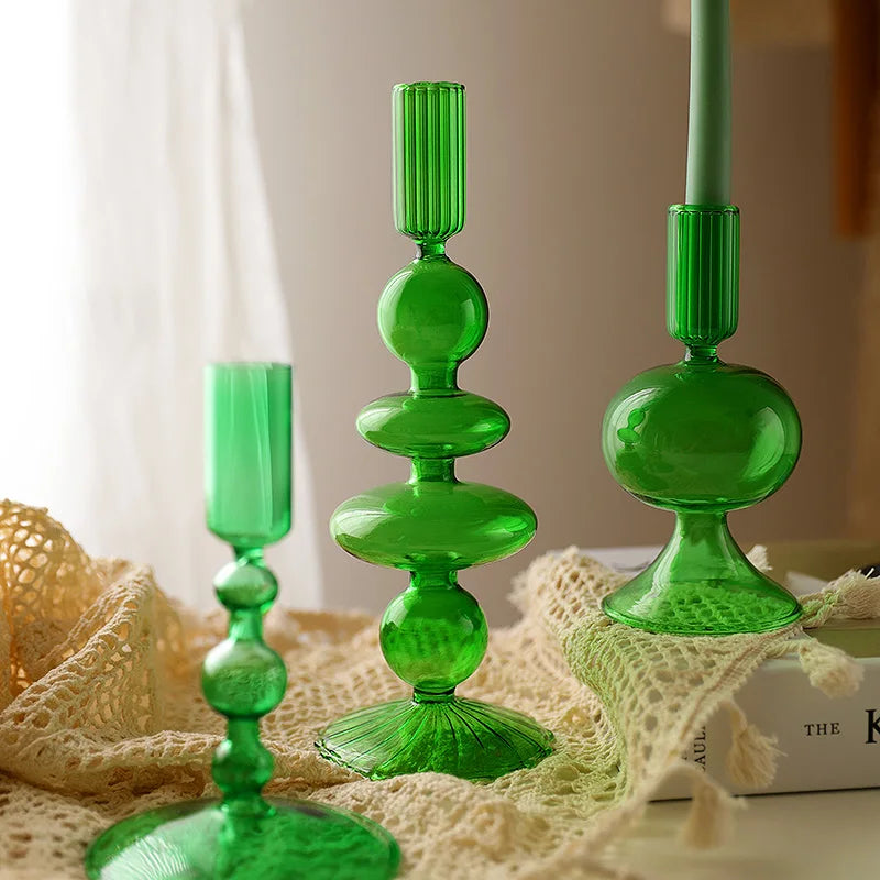 Vintage glass candle holder for weddings and romantic dinners - vue 4 sur 27