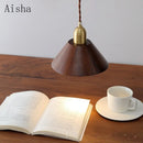 Japanese retro walnut pendant light for interior decoration