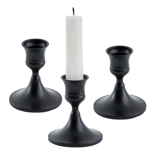 Set of three gold brass candle holders for weddings and dinners - vue 17 sur 18