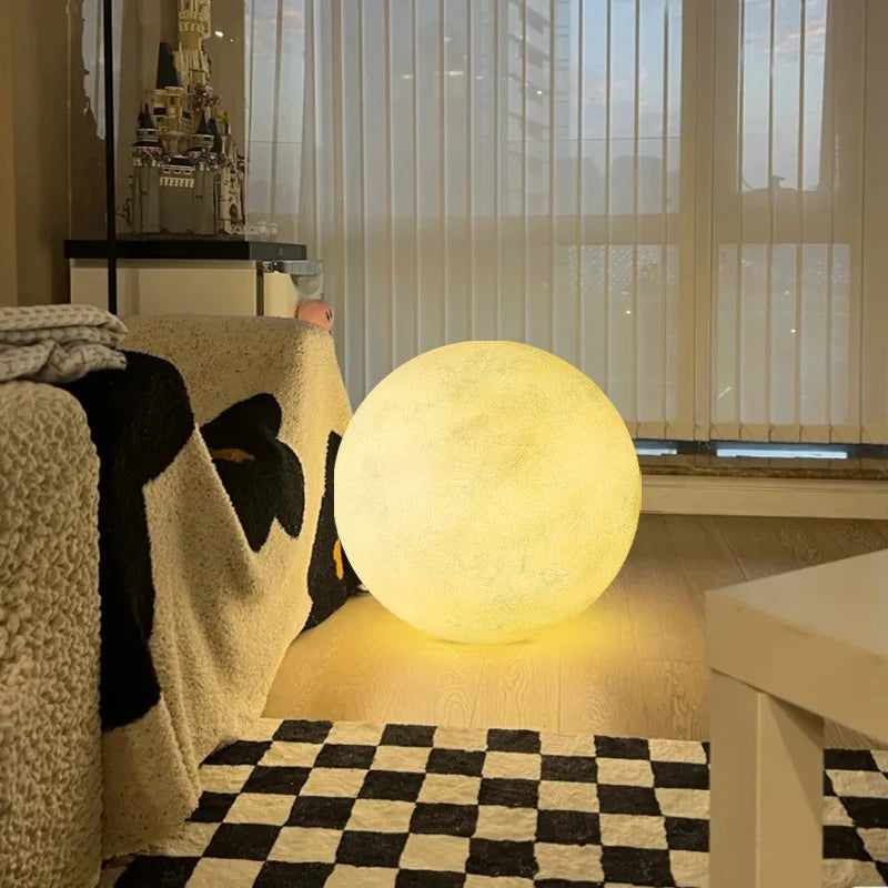 Moon-shaped floor lamp for aesthetic interior decoration - vue 3 sur 10