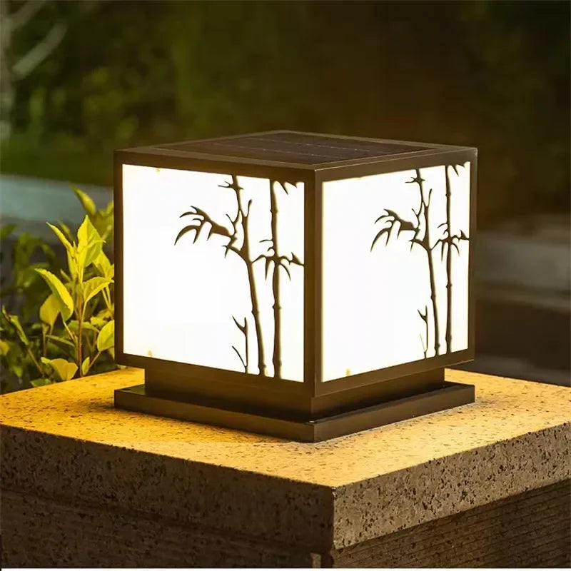 Vintage square waterproof outdoor post lamp for garden and terrace