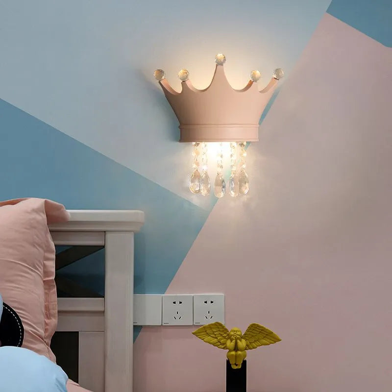Luxury princess crystal wall lamp pendant bedside light