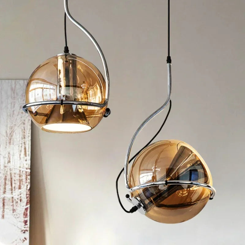 Modern nordic style amber glass pendant light decorative fixture