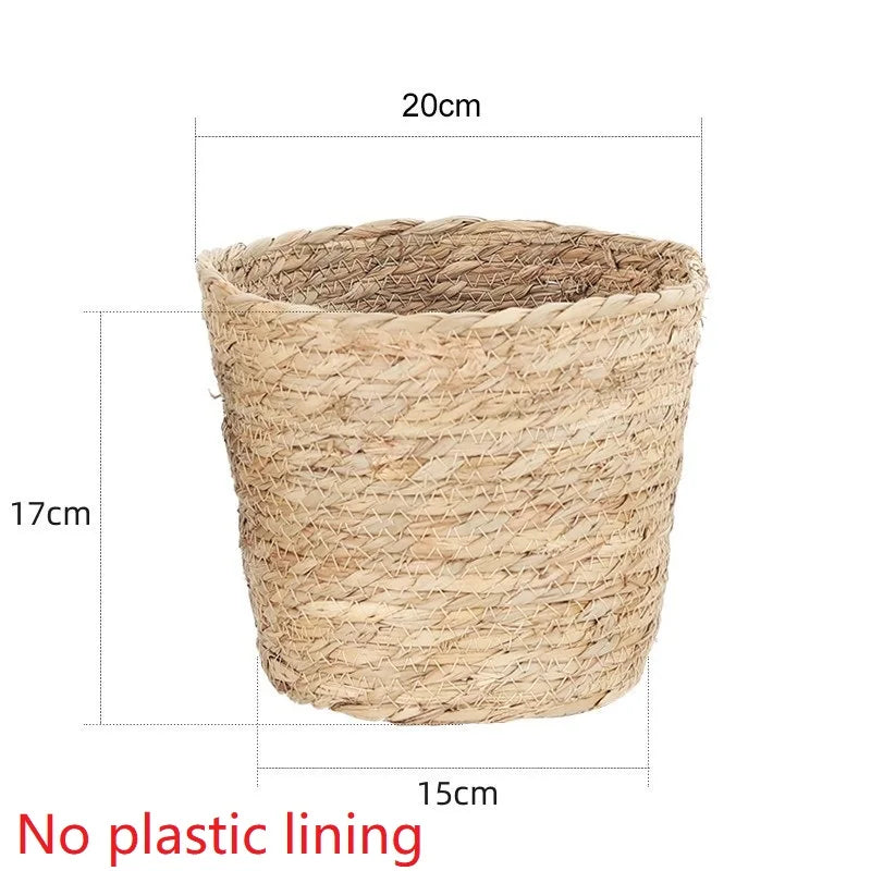 decorative woven grass basket for flowers and storage - vue 13 sur 13
