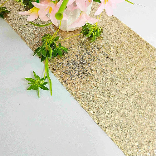 Orange sequin table runner for weddings and parties