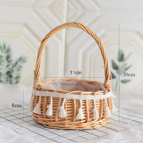 wedding flower basket with bow tie large capacity versatile - vue 11 sur 16