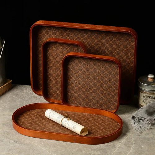 Luxury leather tea tray for decorative storage and jewellery - vue 3 sur 7