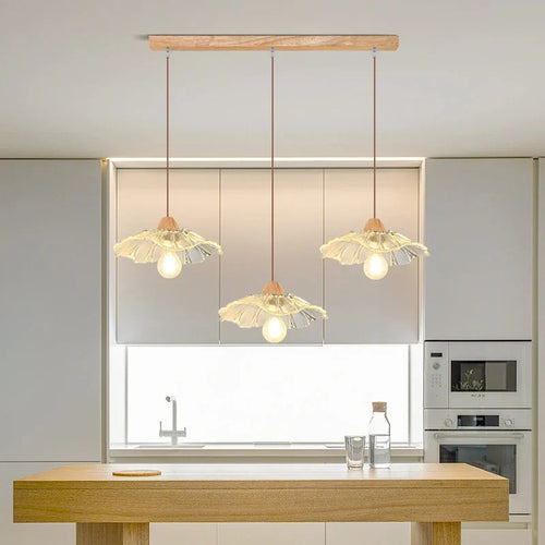 Nordic glass and wood pendant light for decorative interiors - vue 2 sur 12