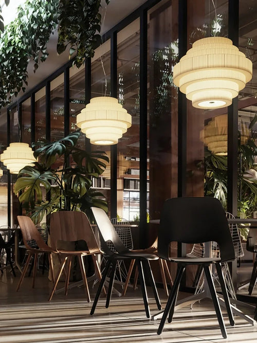 Elegant nordic fabric pendant light for interior decoration - vue 3 sur 9