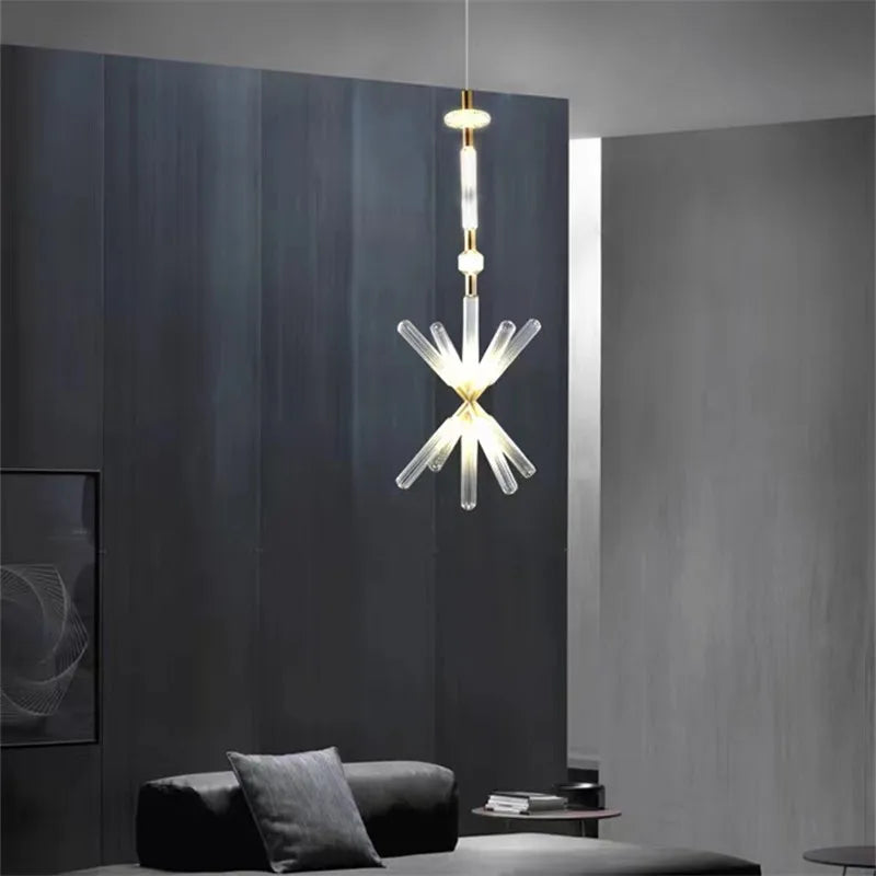 Adjustable nordic clear glass light tube pendant - vue 4 sur 20