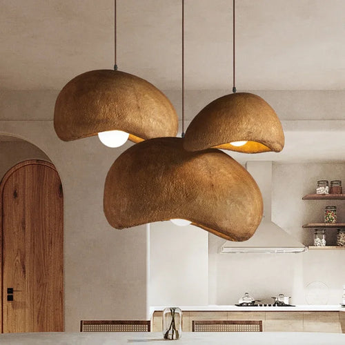 Nordic wabi-sabi LED resin pendant light for café loft - vue 3 sur 29
