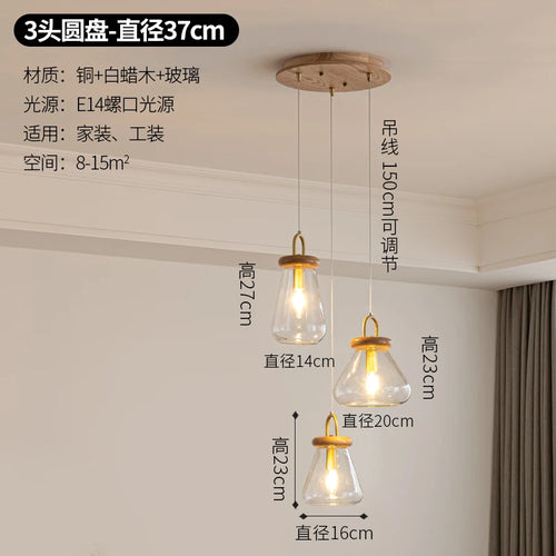 Clear glass art deco style pendant light for indoor lighting - vue 12 sur 11