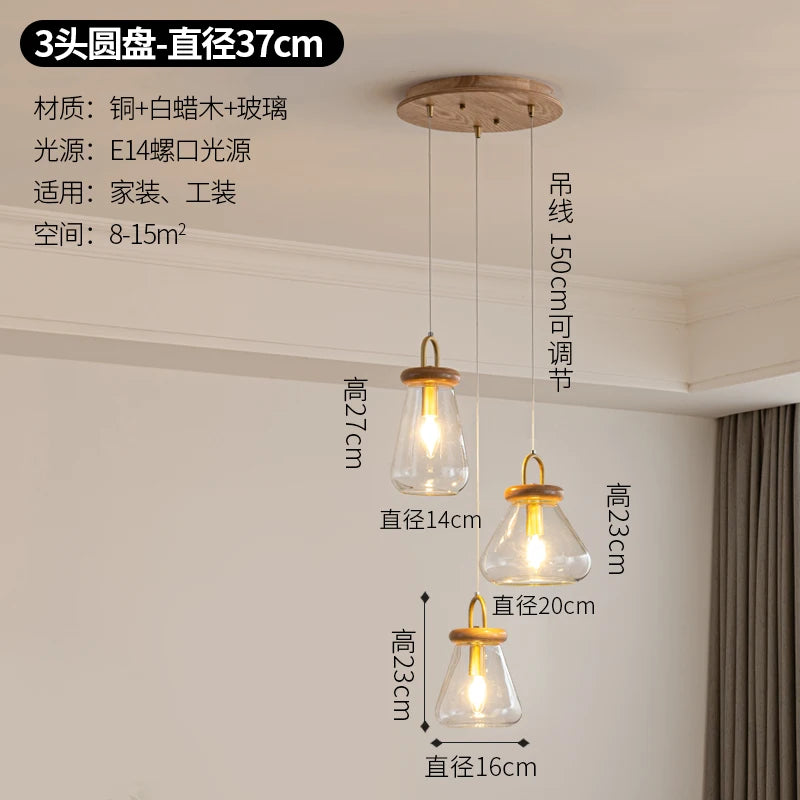 Clear glass art deco style pendant light for indoor lighting - vue 11 sur 11