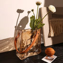 handbag style glass vase for hydroponic home decor