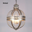 Retro spherical chandelier in iron and glossy glass