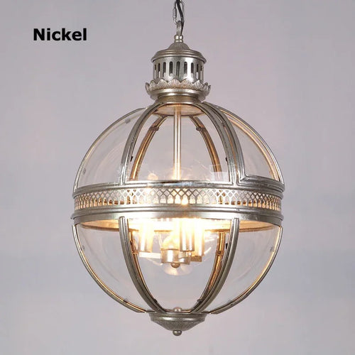 Retro spherical chandelier in iron and glossy glass - vue 12 sur 11
