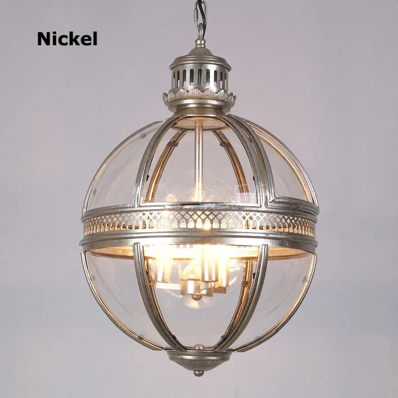 Retro spherical chandelier in iron and glossy glass - vue 11 sur 11
