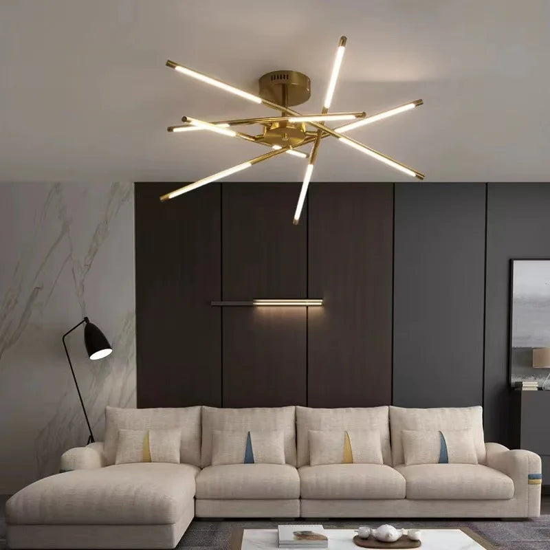 Designer stick shape chandelier with LED fixtures