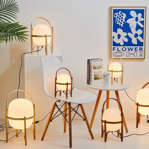 Modern wooden floor lamp for living room, study, bedroom, portable - vue 3 sur 8