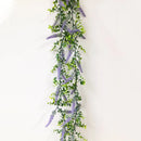 Artificial eucalyptus plants and lavender flowers for decoration