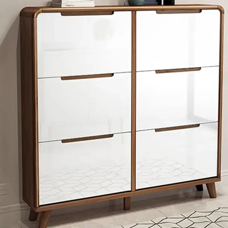 minimalist and space-saving vintage wooden shoe rack